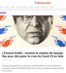 Ribadeau Dumas H. , (2021), L’Ennemi Public : revisiter le cinéma de Satyajit Ray pour décrypter la crise du Covid-19 en Inde     (April 2021)