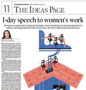 Agarwal Bina, 2022. I-day speech to women’s work, Indian Express (August 19)